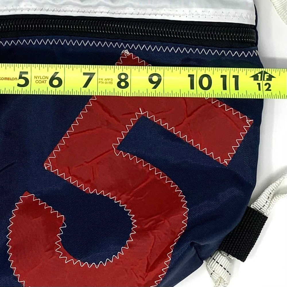 Re-Sails Vintage Sailcloth Backpack Navy Blue & Red #5 Zippered Made in USA - Picture 5 of 7